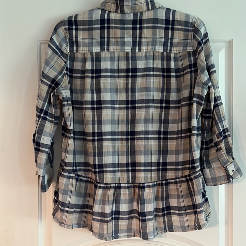High low Ruffled Hem Plaid Blouse-Birds of Paradis -by Trovata of California - Picture 6 of 7